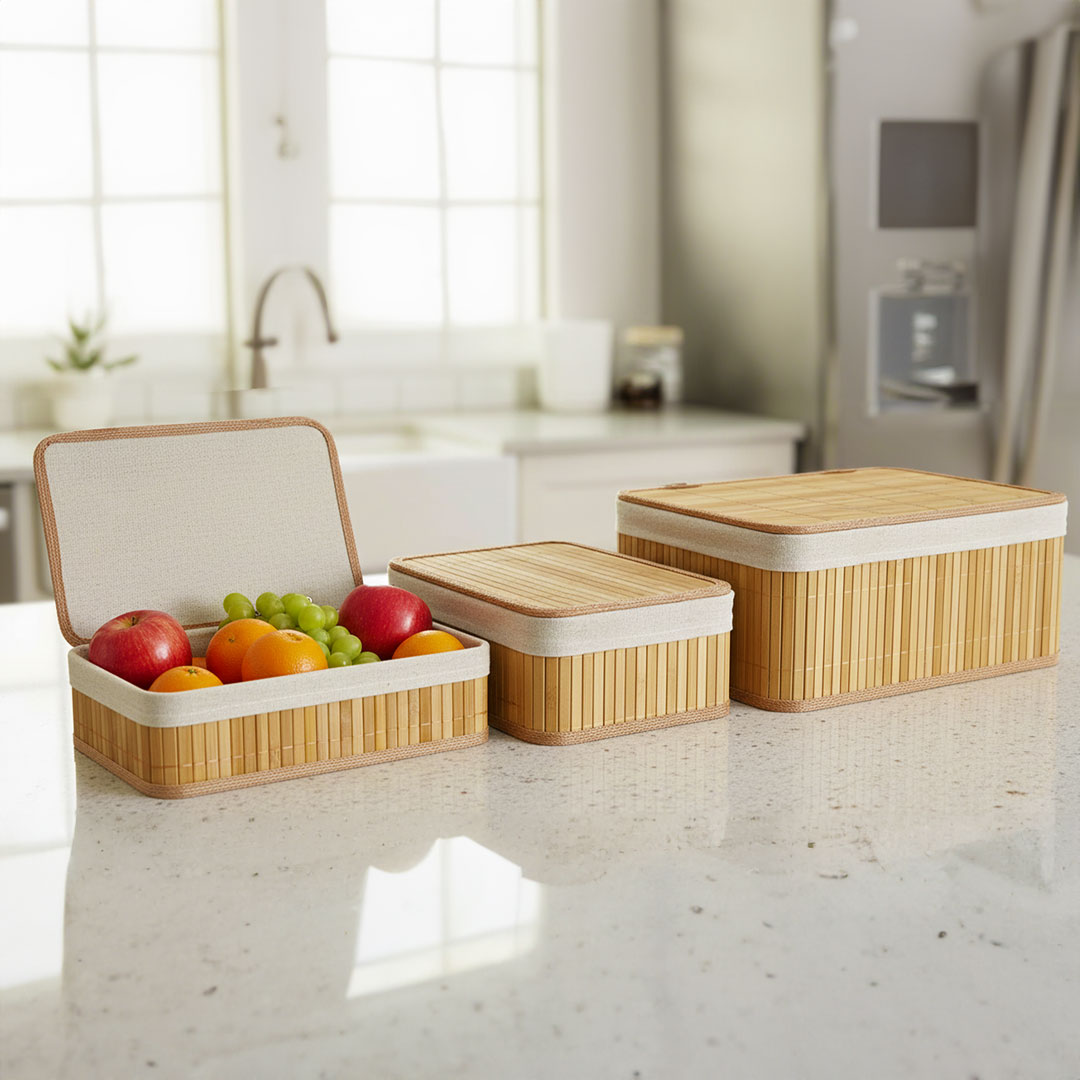 Bamboe Manden Met Deksel Set van 3 stuks 01