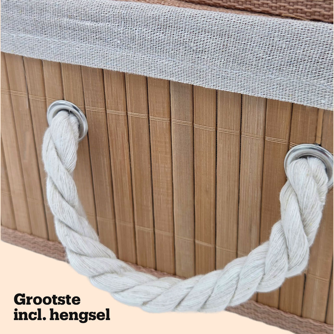 Bamboe Manden Met Deksel Set van 3 stuks 04