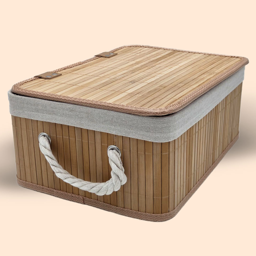 Bamboe Manden Met Deksel Set van 3 stuks 10