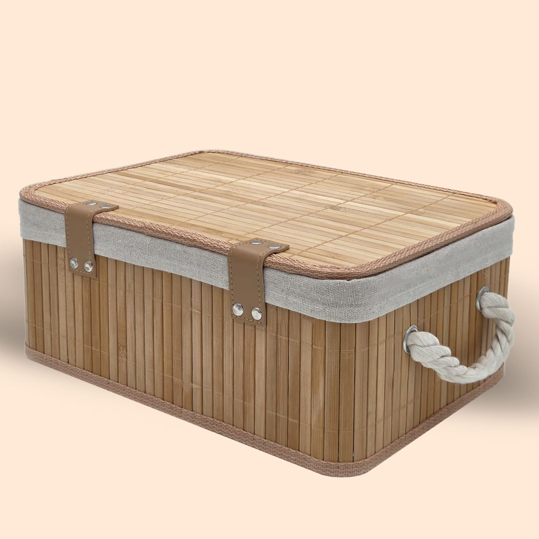 Bamboe Manden Met Deksel Set van 3 stuks 11