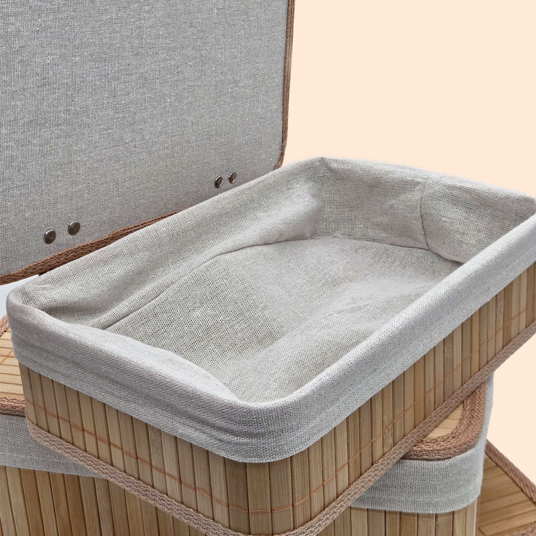 Bamboe Manden Met Deksel Set van 3 stuks 13