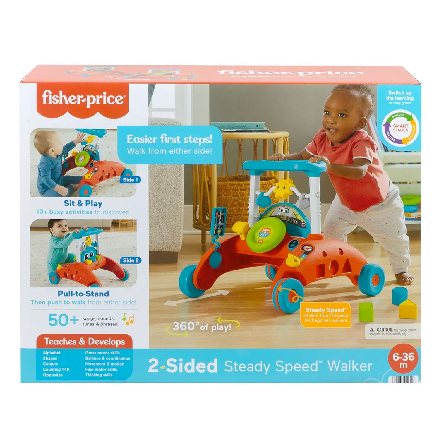 Fisher Price Fisher Price Tweezijdige loopwagen Peuter speelgoed met geluiden 01