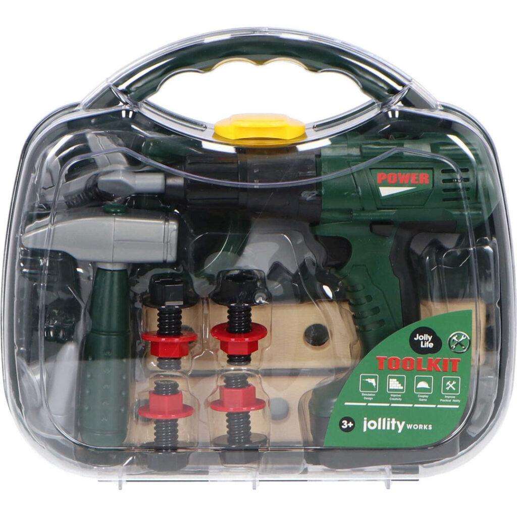 Gereedschapskoffer Deluxe met Accessoires Speelgoed Professional Line Accuboormachine Hamer Zaag Bouten 01