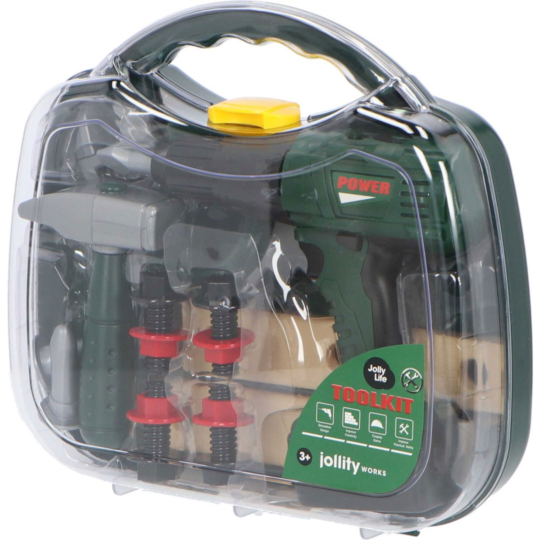 Gereedschapskoffer Deluxe met Accessoires Speelgoed Professional Line Accuboormachine Hamer Zaag Bouten 02