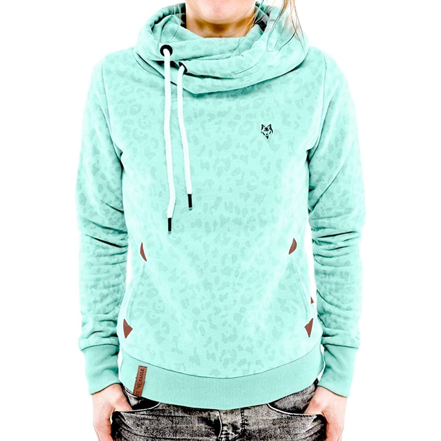 Hoodie dames Panterprint Aqua Sweater Capuchon Dameshoodie S