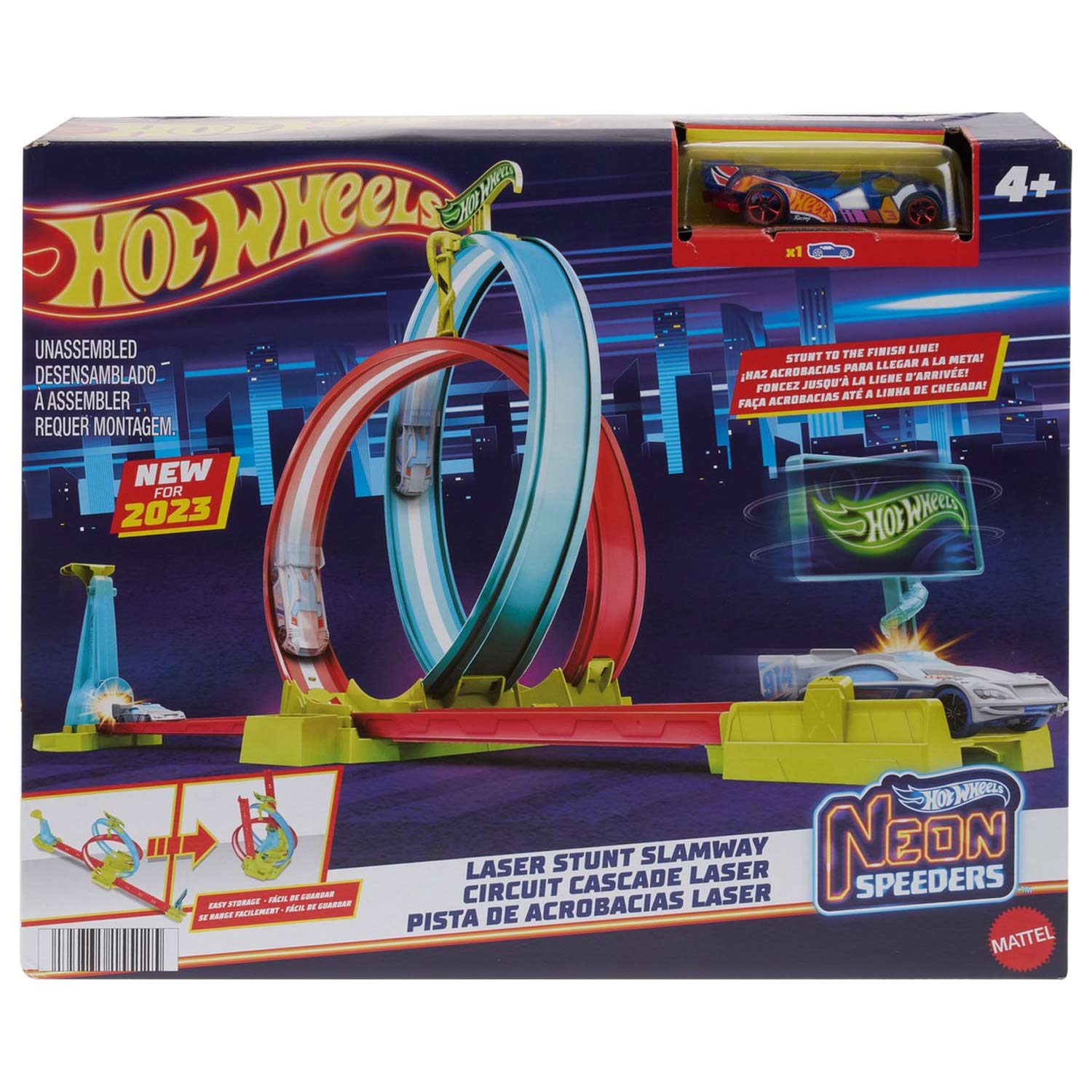 Hot Wheels Neon Snelheidsduivels Baanset Laserstunt Botsbaan 01