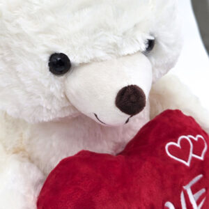 Knuffelbeer 35cm Wit met hart Love Knuffel 02