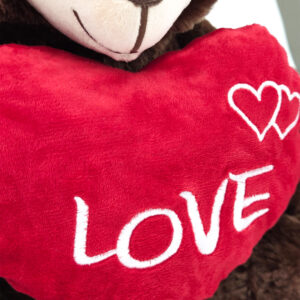 Knuffelbeer 35cm donkerbruin met hart Love Knuffel 01