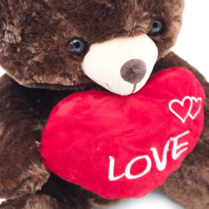 Knuffelbeer 35cm donkerbruin met hart Love Knuffel 03