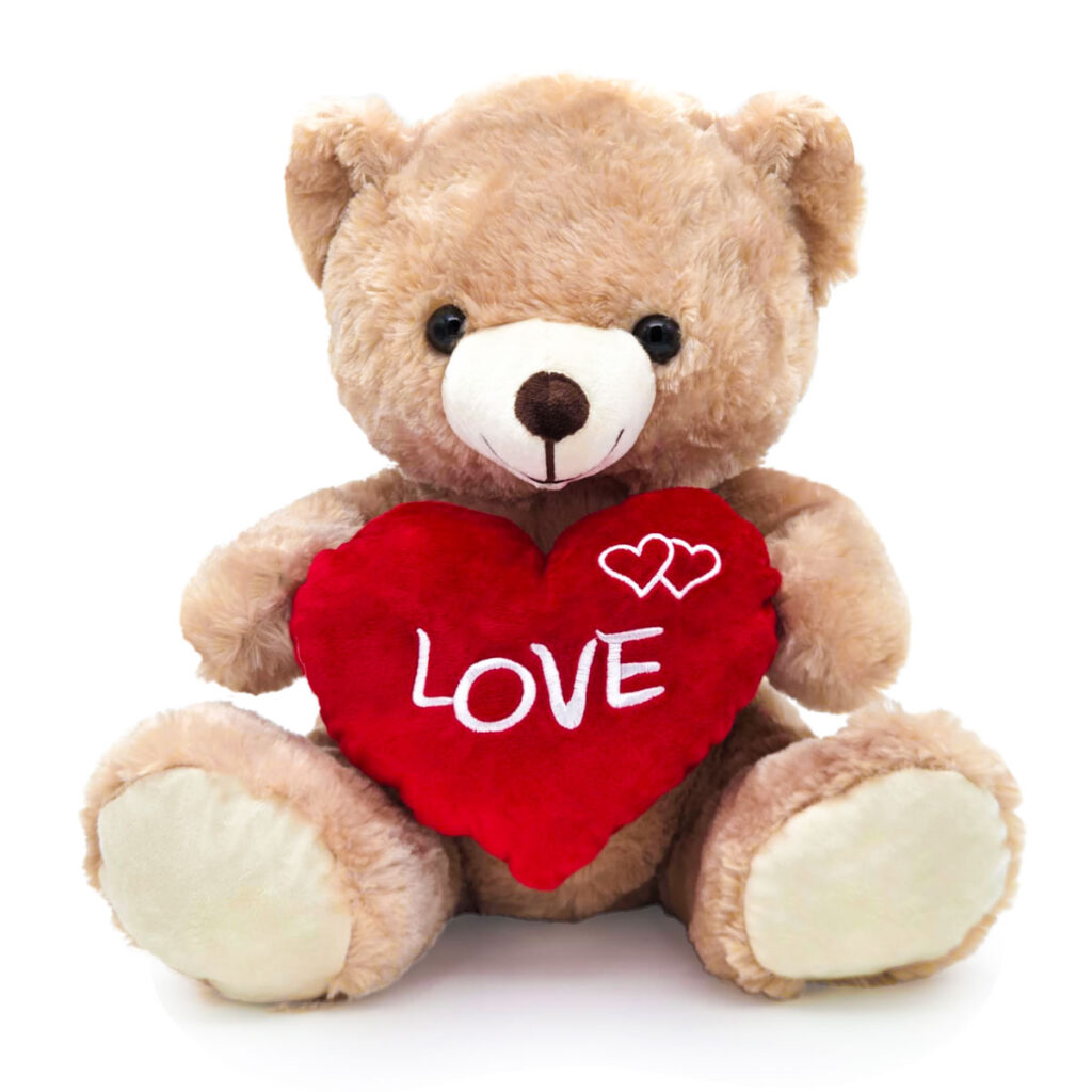 Knuffelbeer met hart 50cm hoge kwaliteit beige zittende beer 01