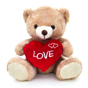 Knuffelbeer met hart 50cm hoge kwaliteit beige zittende beer 01