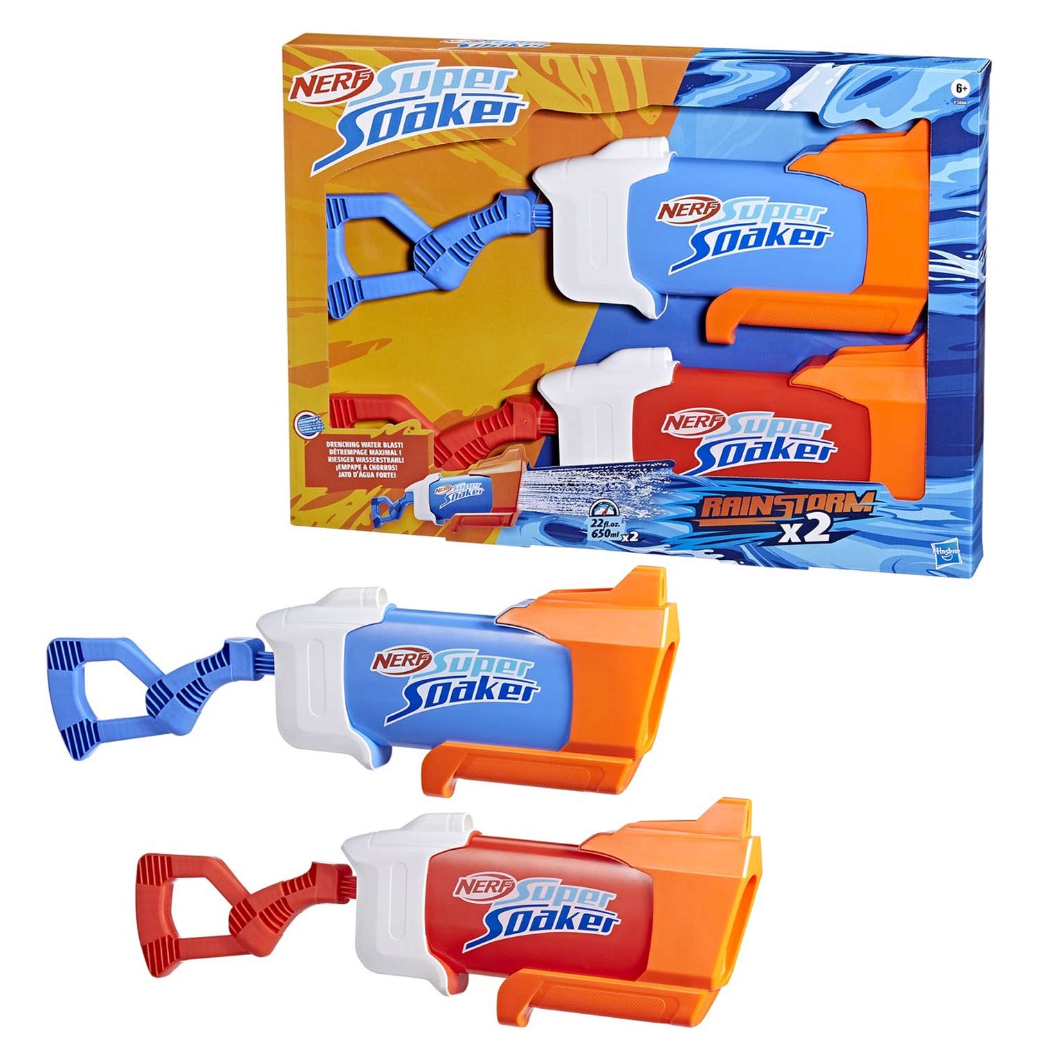 Nerf Super Soaker Rainstorm – Blauw of Rood – Waterblaster (650 ml) – 2 Stuks 02