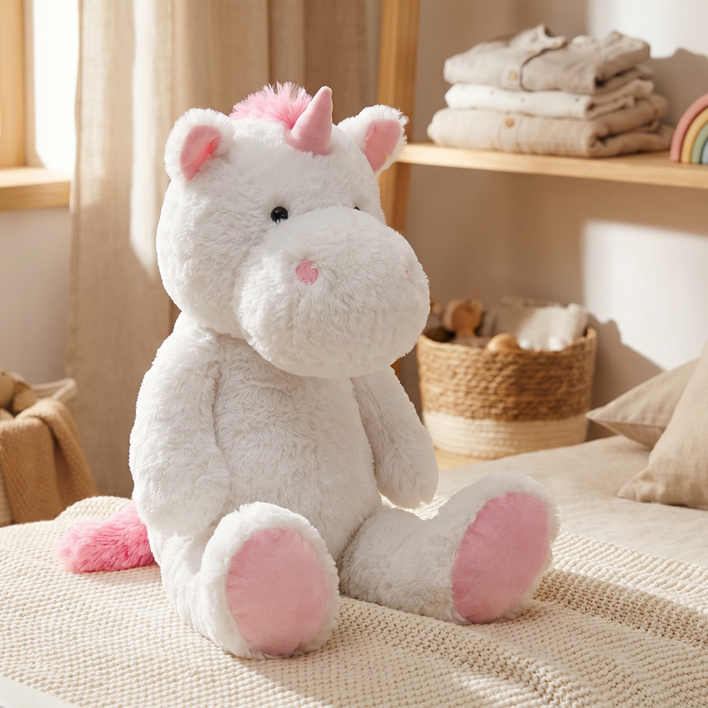 Unicorn Knuffel 45 cm Zachte Pluche Eenhoorn Knuffel voor Kinderen Grote Knuffel Eenhoorn Wit Roze Cadeau 01