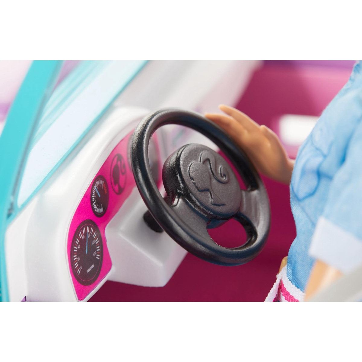 barbie beach jeep paars 03 detail stuur en interieur