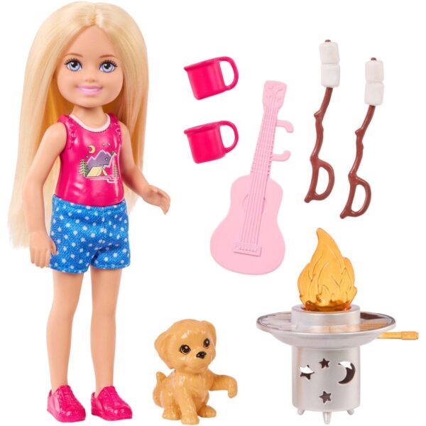 barbie chelsea outdoor avontuur kampeerset 01 pop hond en kampeeraccessoires