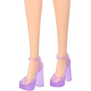barbie pop paarse jurk met sterren 04 detail paarse schoenen