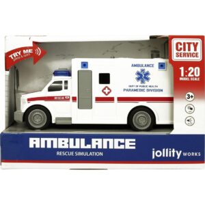 jollyvrooom ambulance met licht en geluid 02 ambulance in verpakking