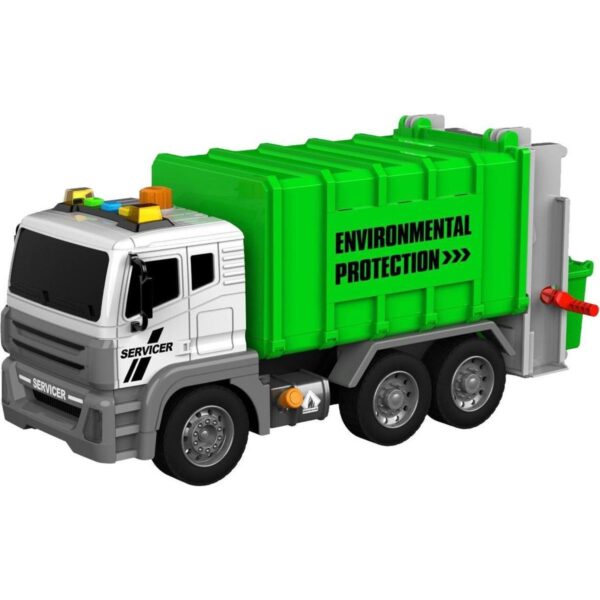 jollyvrooom vuilniswagen met licht en geluid 01 groene vuilniswagen schuin