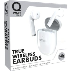 qware sound draadloze bluetooth oordopjes wit 02 oordopjes en verpakking