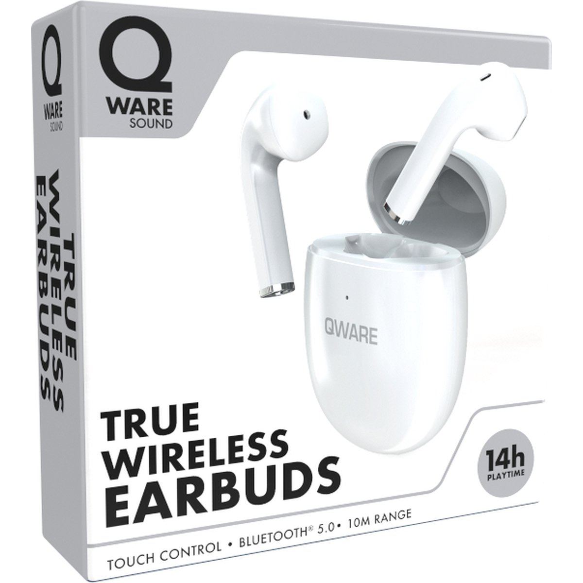 qware sound draadloze bluetooth oordopjes wit 02 oordopjes en verpakking