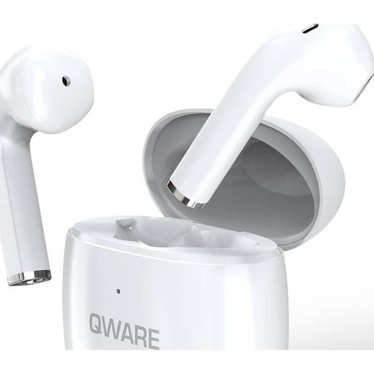 qware sound draadloze bluetooth oordopjes wit 03 detail oordopjes en oplaadcase