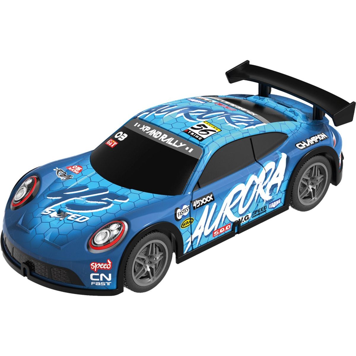 wonkycars rally car thunder light rc raceauto 01 blauwe raceauto schuin